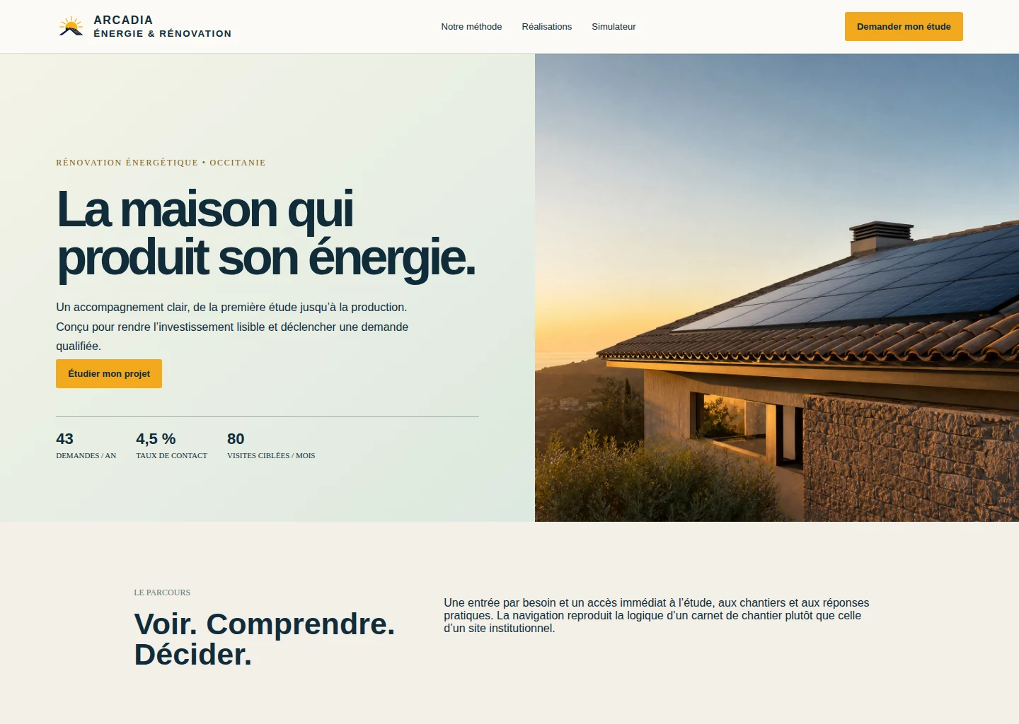 Cas de démonstration Site vitrine solaire et rénovation