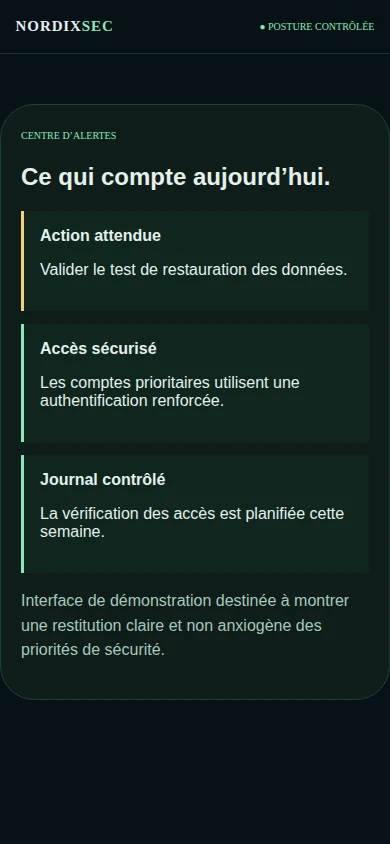 Alertes mobile : actions de sécurité et suivi opérationnel.