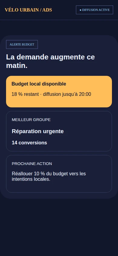 Alerte mobile : réallocation et suivi du budget.