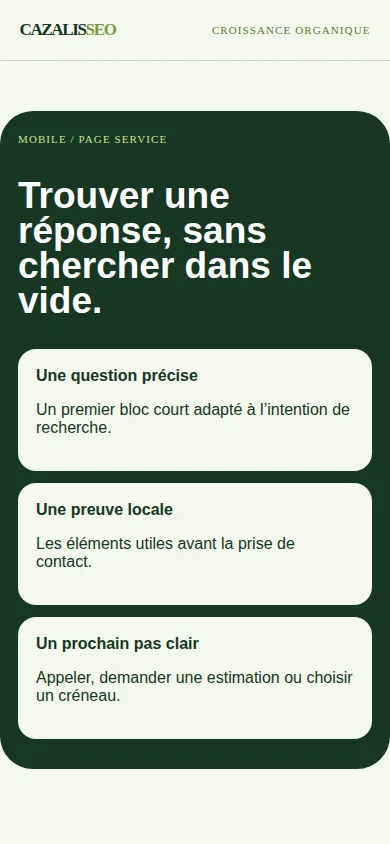Page mobile : réponse à l’intention et passage au contact.
