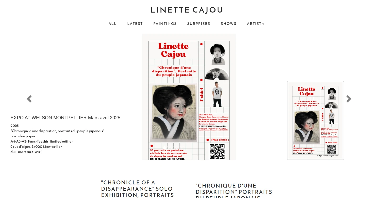 Capture du site portfolio de l’artiste Linette Cajou